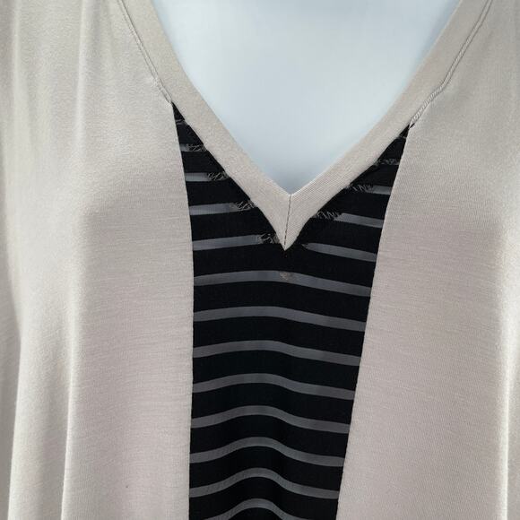 SUKI + SOLAINE Gray Dolman Sleeve V-Neck Sheer Center Oversize Blouse Top S - Picture 3 of 11